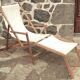 Deckchair with extension chaise longue, in wood and fabric