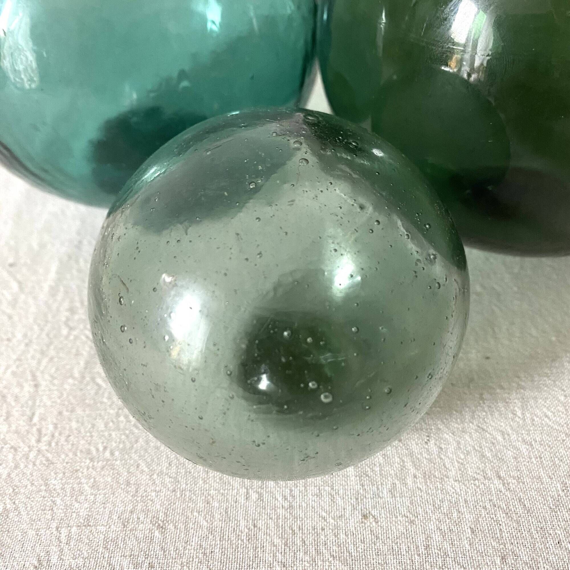 Boules en verre anciennes, flotteurs de filet de pêche