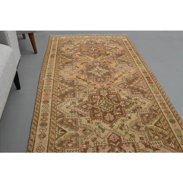 Vintage Turkish Hand-Knotted Wool Cotton Orange Runner Rug 101x380