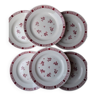 Lot 6 dessert plates Digoin Sarreguemines model Dominique