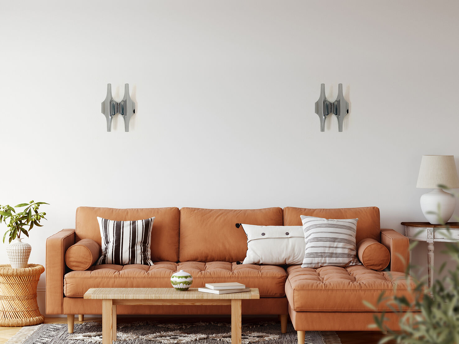 Pair of double wall lamps by Wihelm Braun Feldweg for Doria Leuchten, 1970