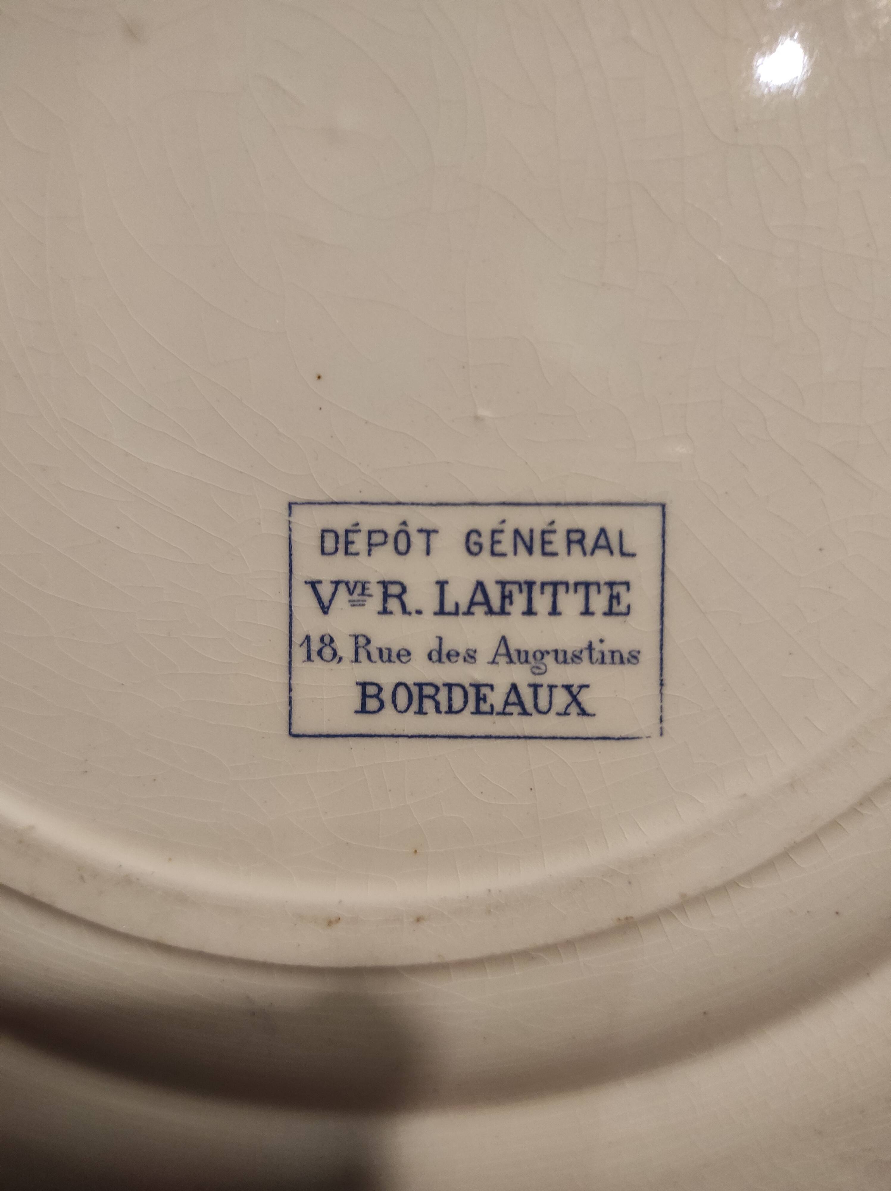 French vintage large serving plate, R. Lafitte, Terre de Fer, Salins