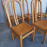 Set of 6 chairs, oak and leather