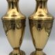 Pair of golden brass vases with floral frieze pattern 27.5 cm
