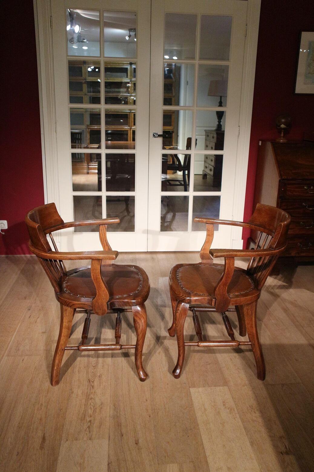Set of 2 oak office chairs