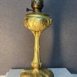 Beautiful and old oil lamp in gilded bronze, attributed to Georges Leleu