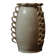 White glazed stoneware vase decorated with raised ribbons.