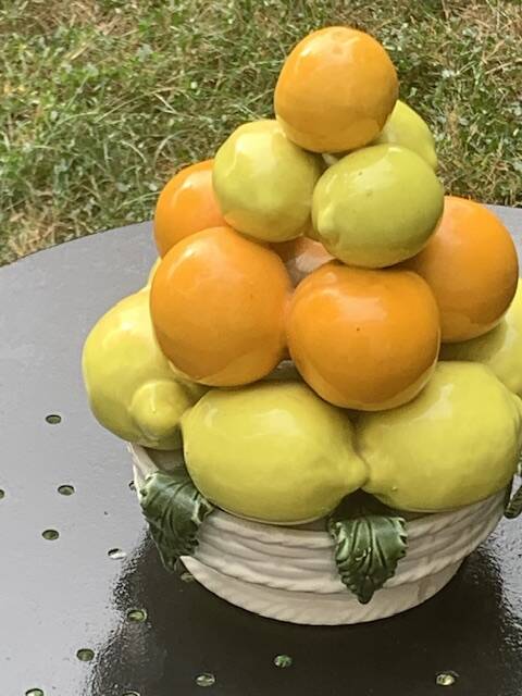 Vintage ceramic barbotine citrus fruit centrepiece