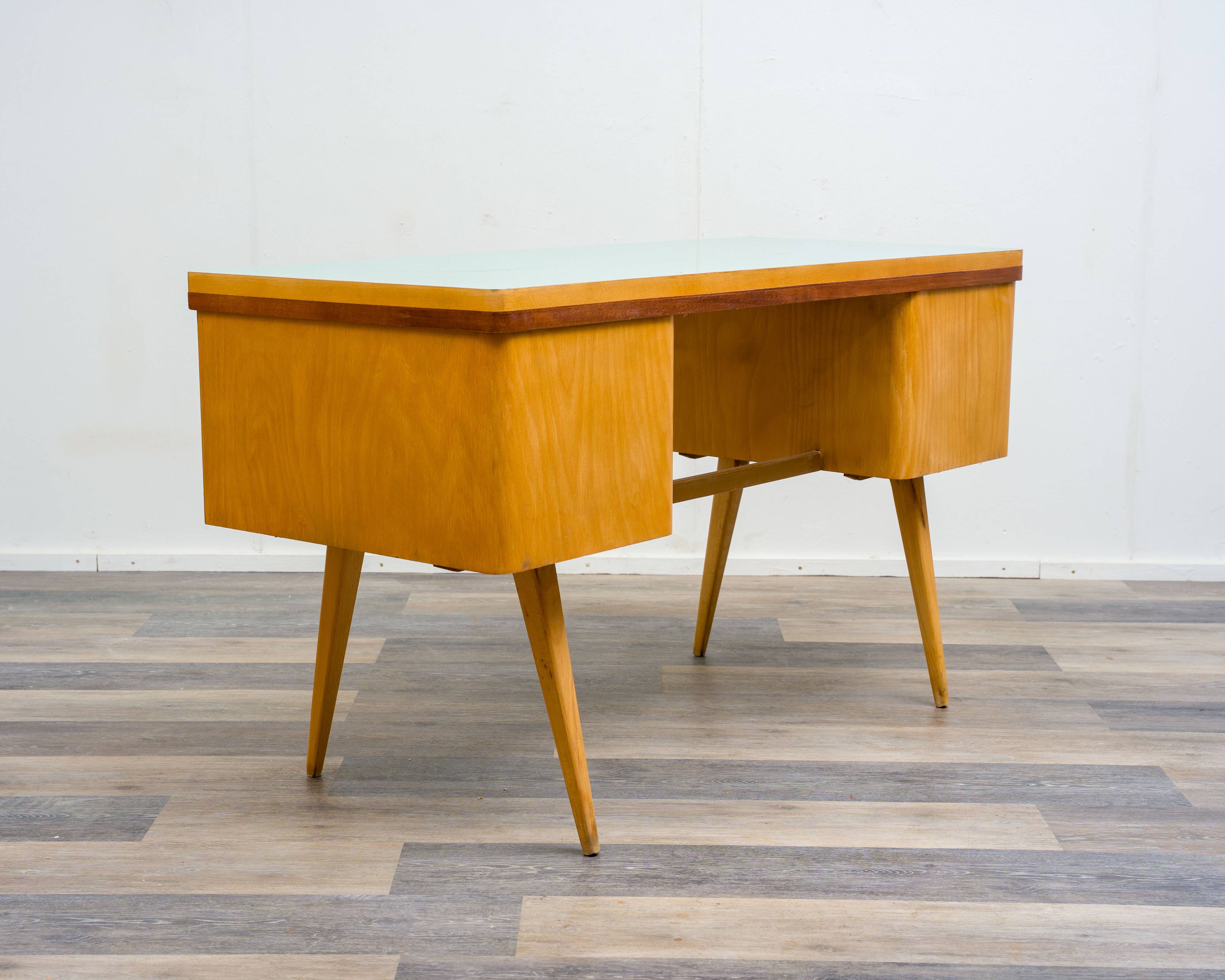1950s desk, beech/resopal. Manufacturer: Ekawerk