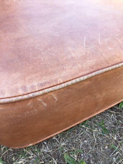 Club sofa in light brown cowhide leather