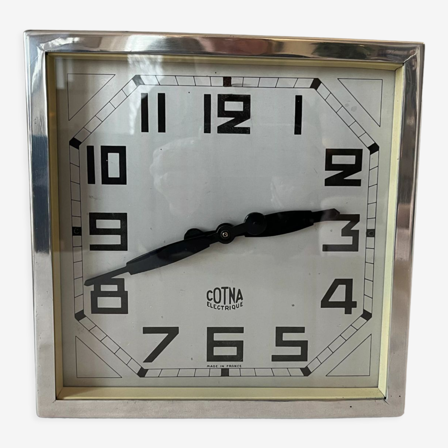 Horloge murale carrée cotna pendule art déco industrielle brillié 1930  métal | Selency