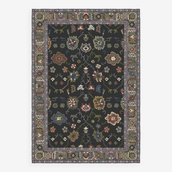 Black floral home rug