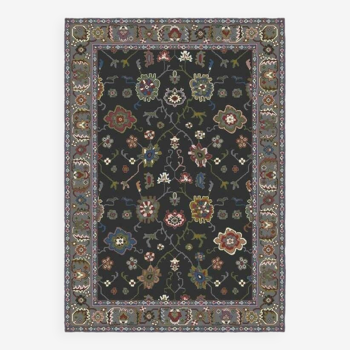 Tapis de maison noir fleuri