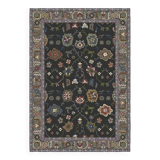 Black floral home rug