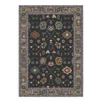 Black floral home rug