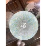 Contemporary Light Green Light Blue and White Swirling Sphere Pendant in Mu