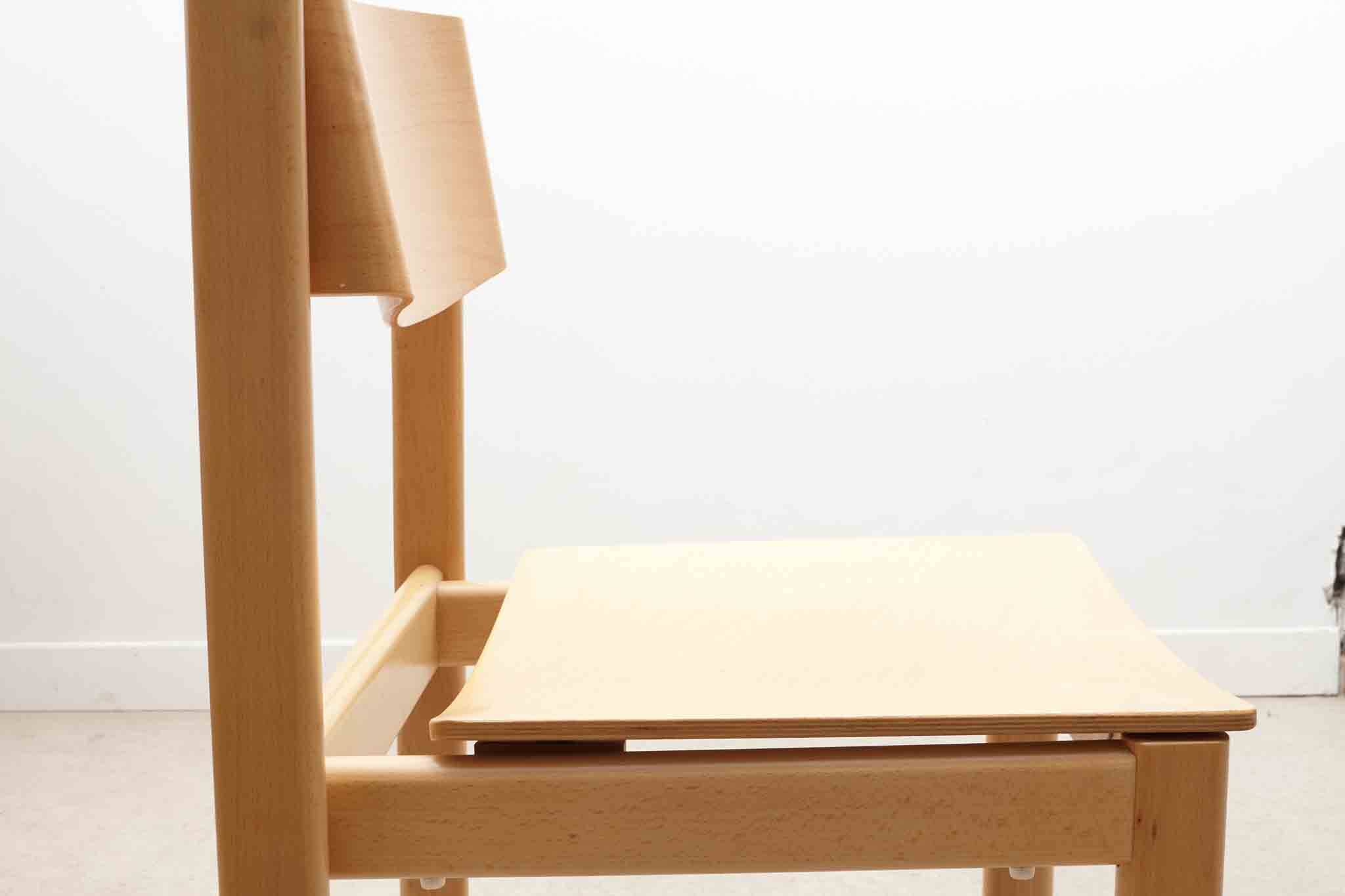 70s bentwood stacking chair in beech stain