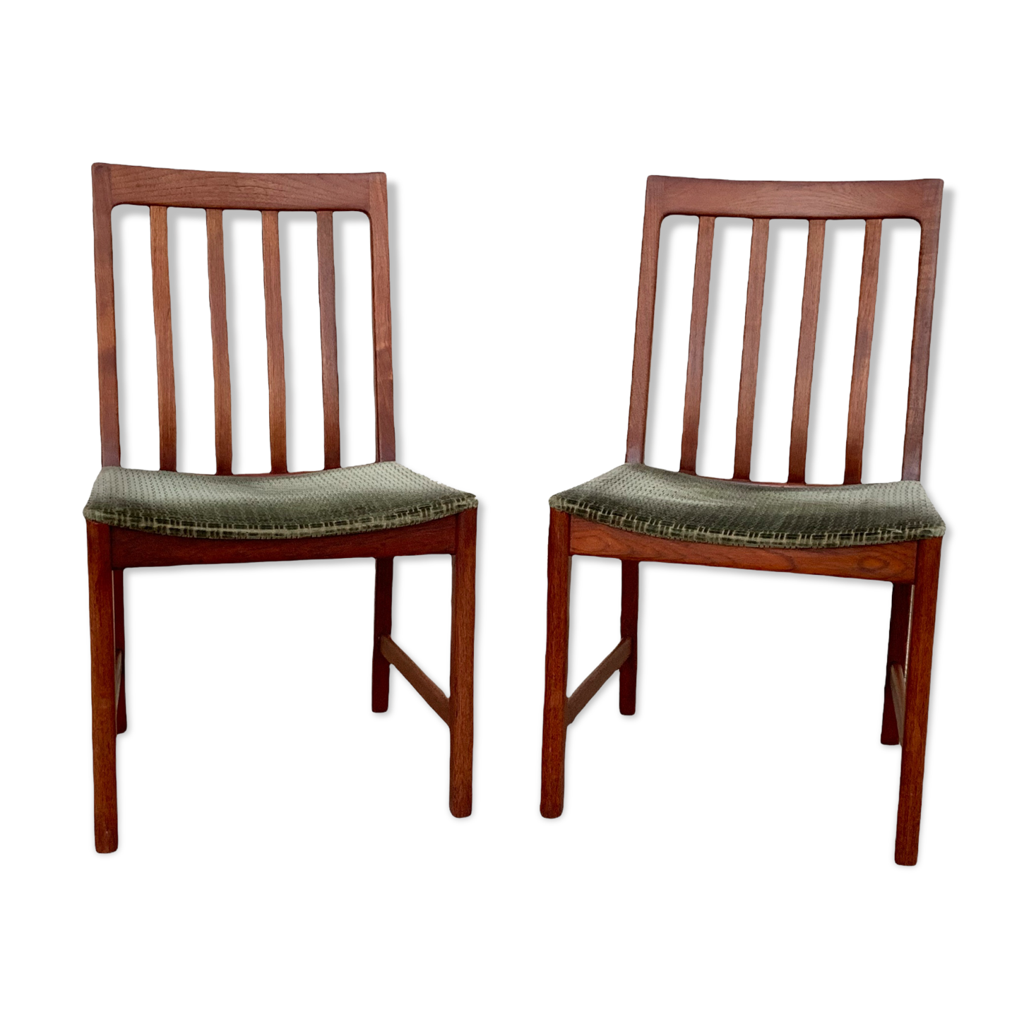 Pair of Scandinavian teak and velvet chairs 1960
