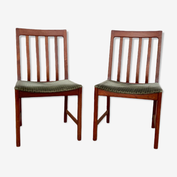 Paire de chaises scandinave teck et velours 1960
