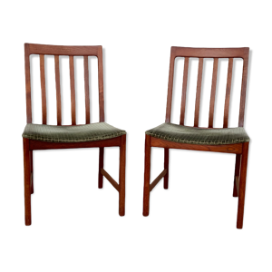paire de chaises scandinave teck et velours 1960