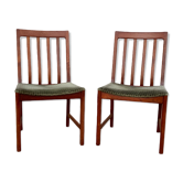 Paire de chaises scandinave teck et velours 1960