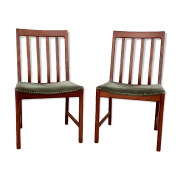 Pair of Scandinavian teak and velvet chairs from the 1960s.