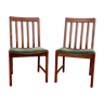 Paire de chaises scandinave teck et velours 1960
