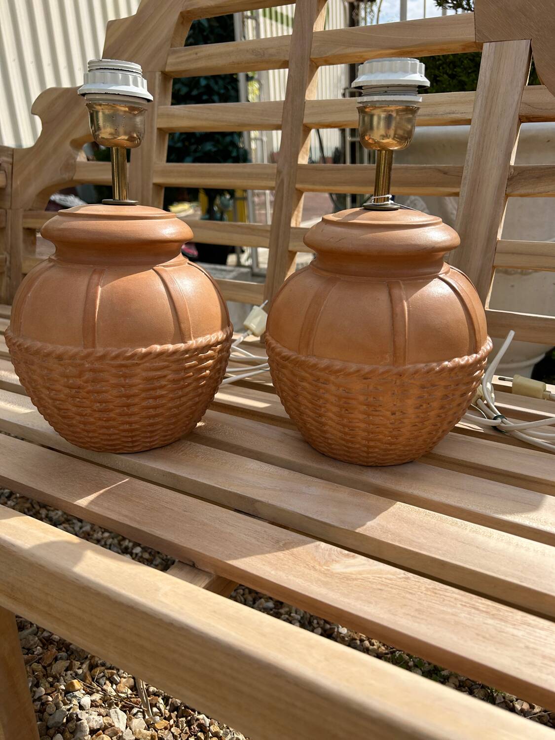 Pair of vintage terracotta lamps from the 1970s