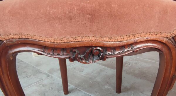 Paire Anciennes Chaises Rocaille Assises Velours /Bois Sculpté
