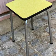 Vintage Yellow Formica Stool with Chrome Legs — 1960s/70s
