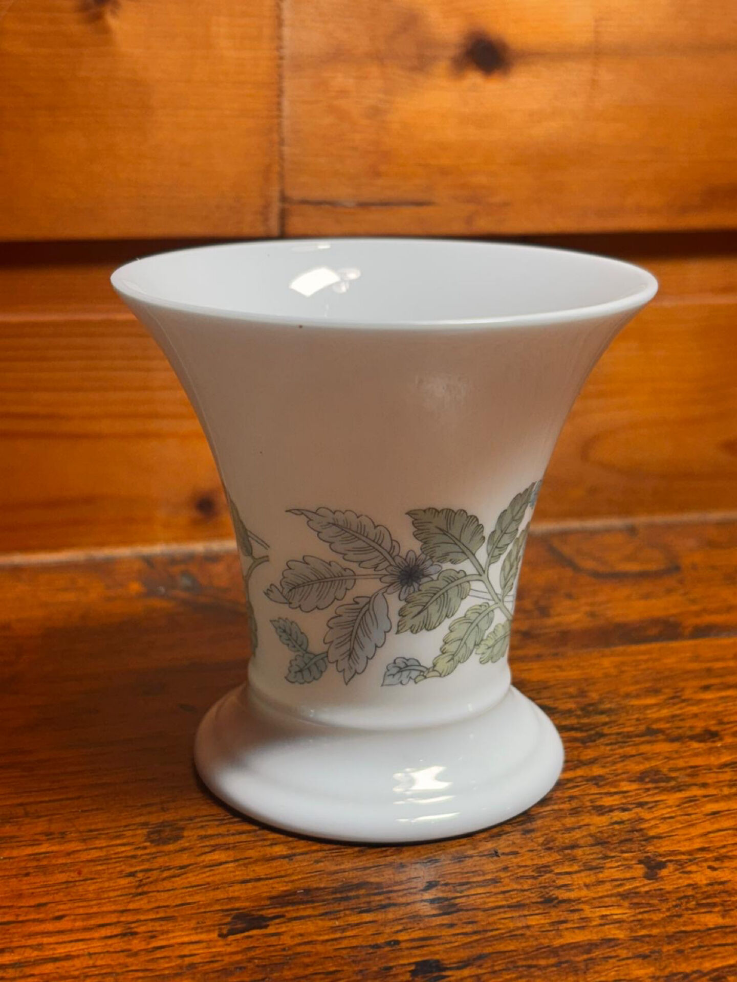 Wedgwood Bone China, small porcelain vase with floral decoration.