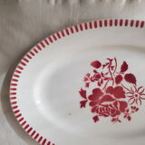 Ancien plat ovale en faïence luneville modèle evian décor floral