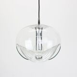 Large suspended chandelier in transparent glass by Koch & Lowy, Peill & Putzler, Germany, 1970.