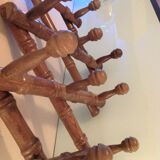 Ten-headed wooden accordion coat rack / vintage 60s-70s