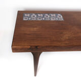 Coffee table in rosewood with blue tiles by Johannes Andersen and Silkeborg Furniture, 1960s