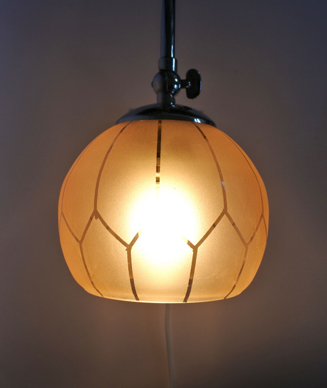 Art deco chrome and pink glass table light