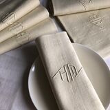 Antique napkins damascus and monogrammed tinted fresh butter