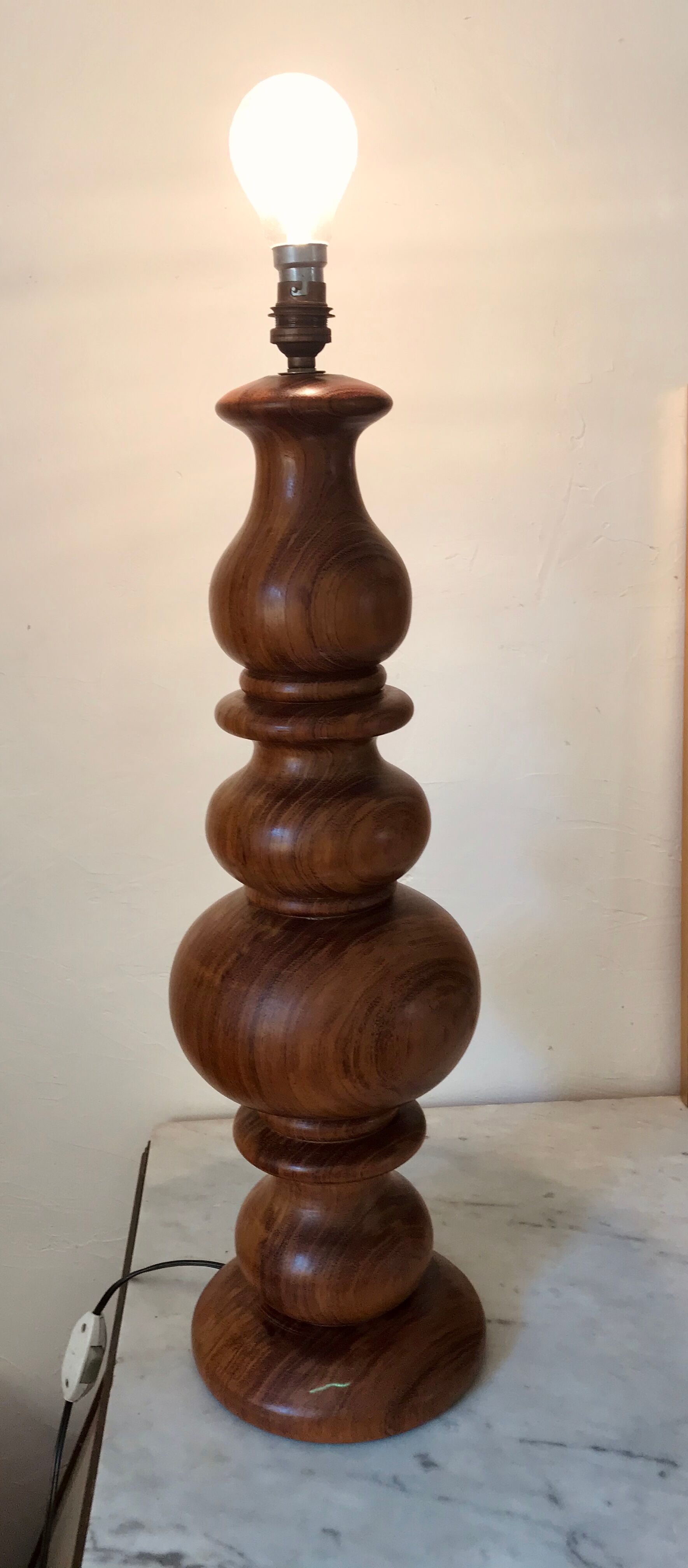Turned wooden lamp 56cm