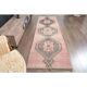 1970s Turkish Oushak Handmade Wool Cotton Pink Runner Rug 100x349