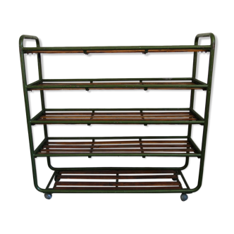 Old industrial shelf with wheels