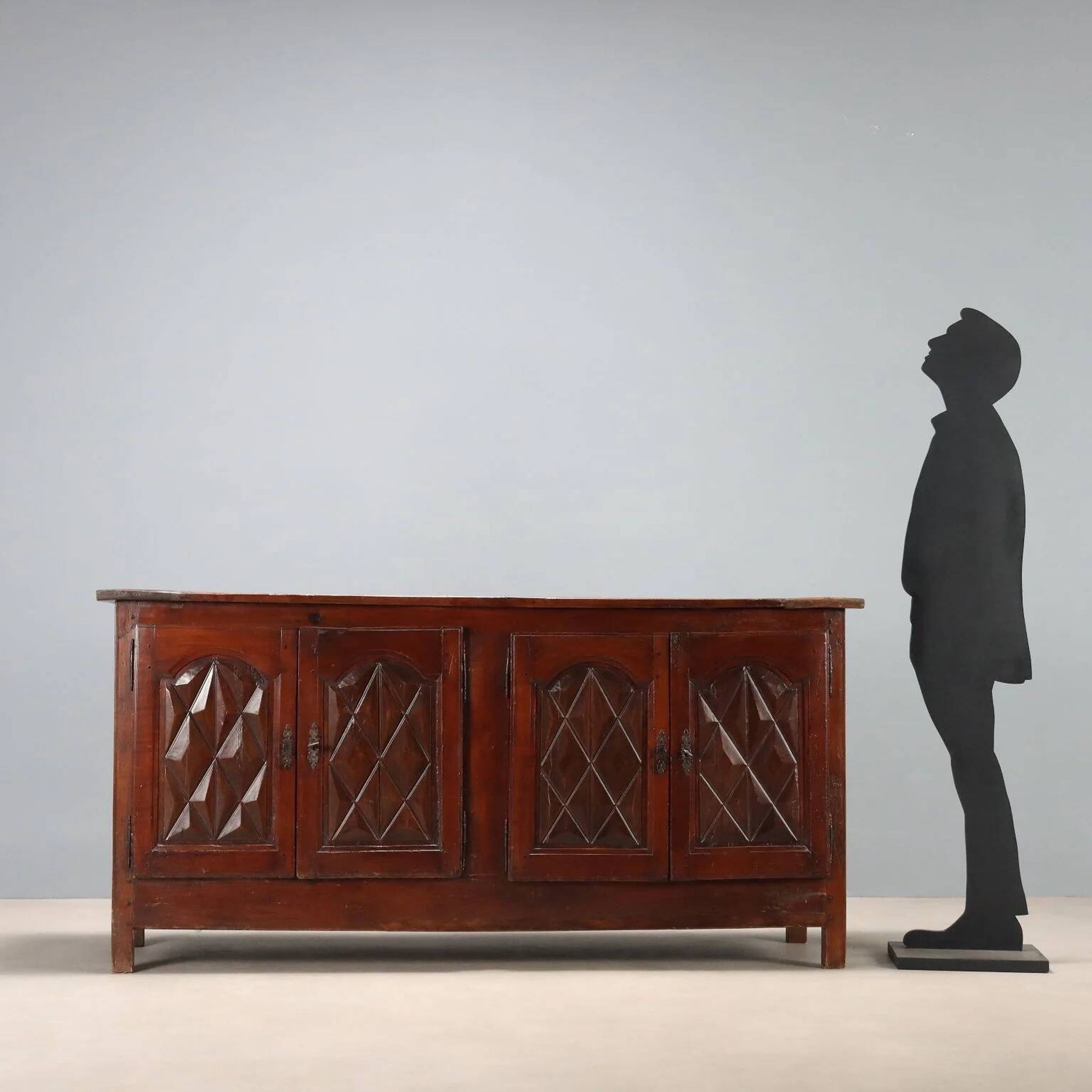 Antique buffet in various types of wood, Italy, 18th century