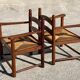 Paire de fauteuils bois et paille, travail français  1960