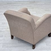1950s, Danish artdeco armchair, furniture wool, oak wood legs.