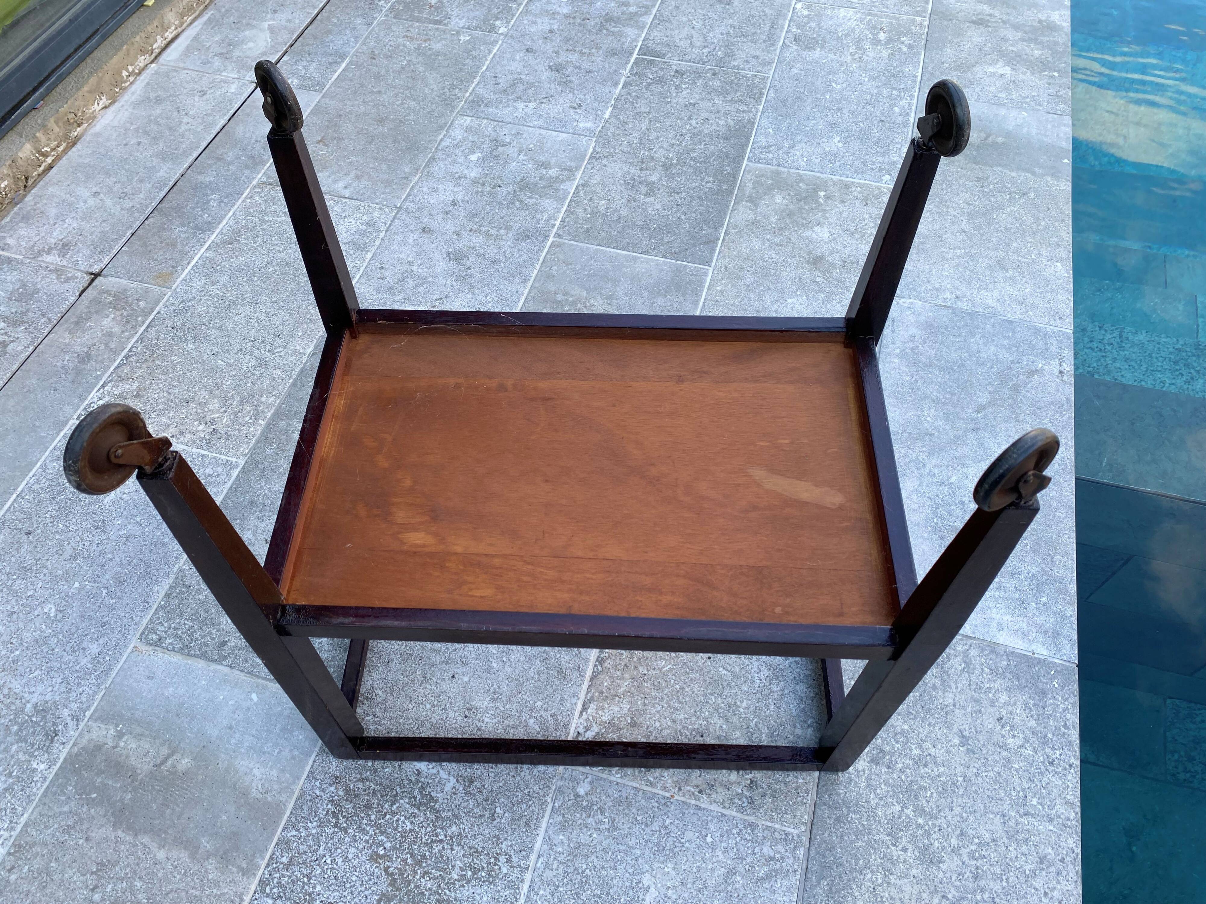 Rolling bar cart with 1 removable tray, Art Deco 1930.