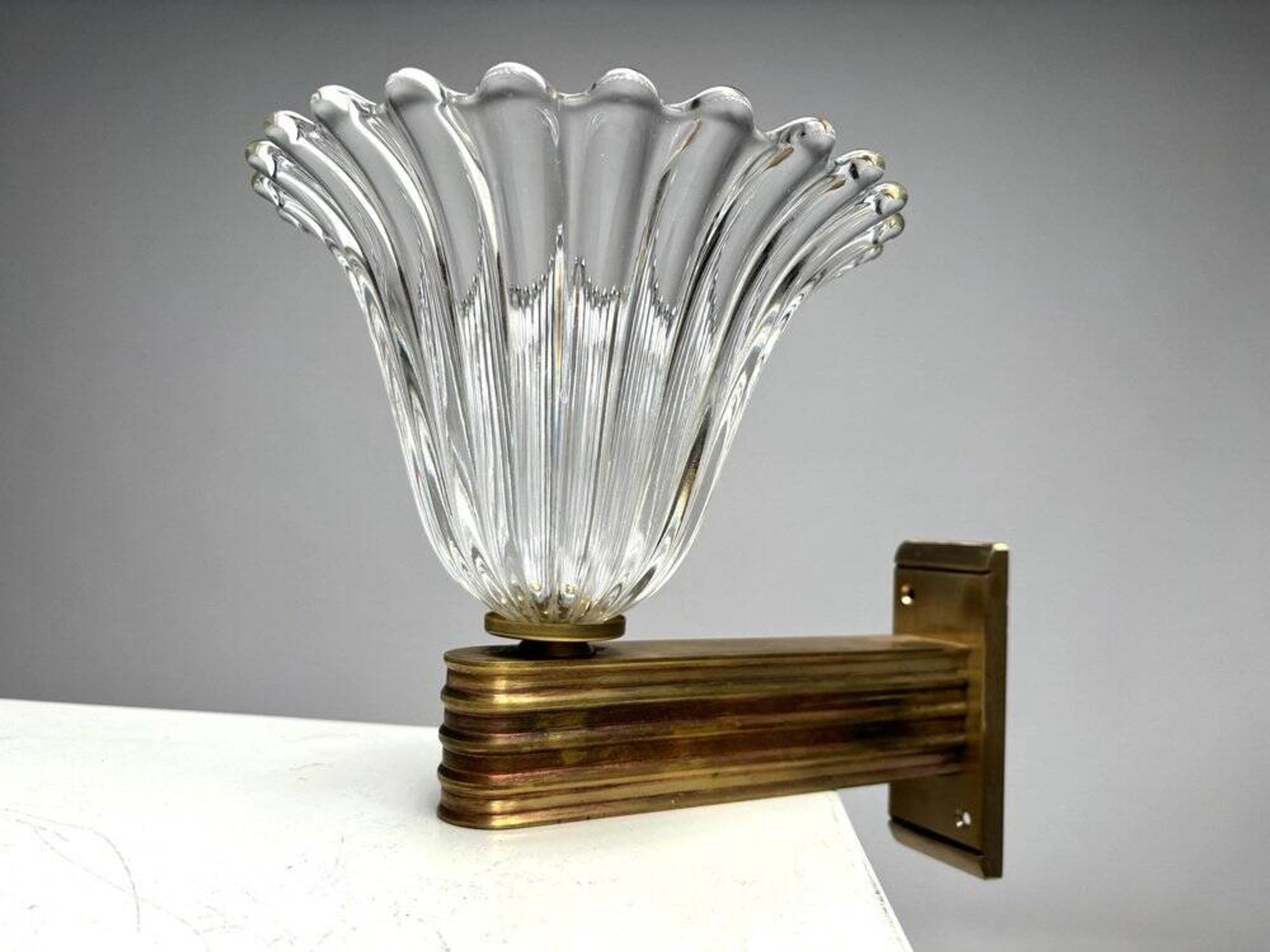Murano Glass Wall Lamps attributed to Ercole Barovier, Italy, 1940s, Set of 4