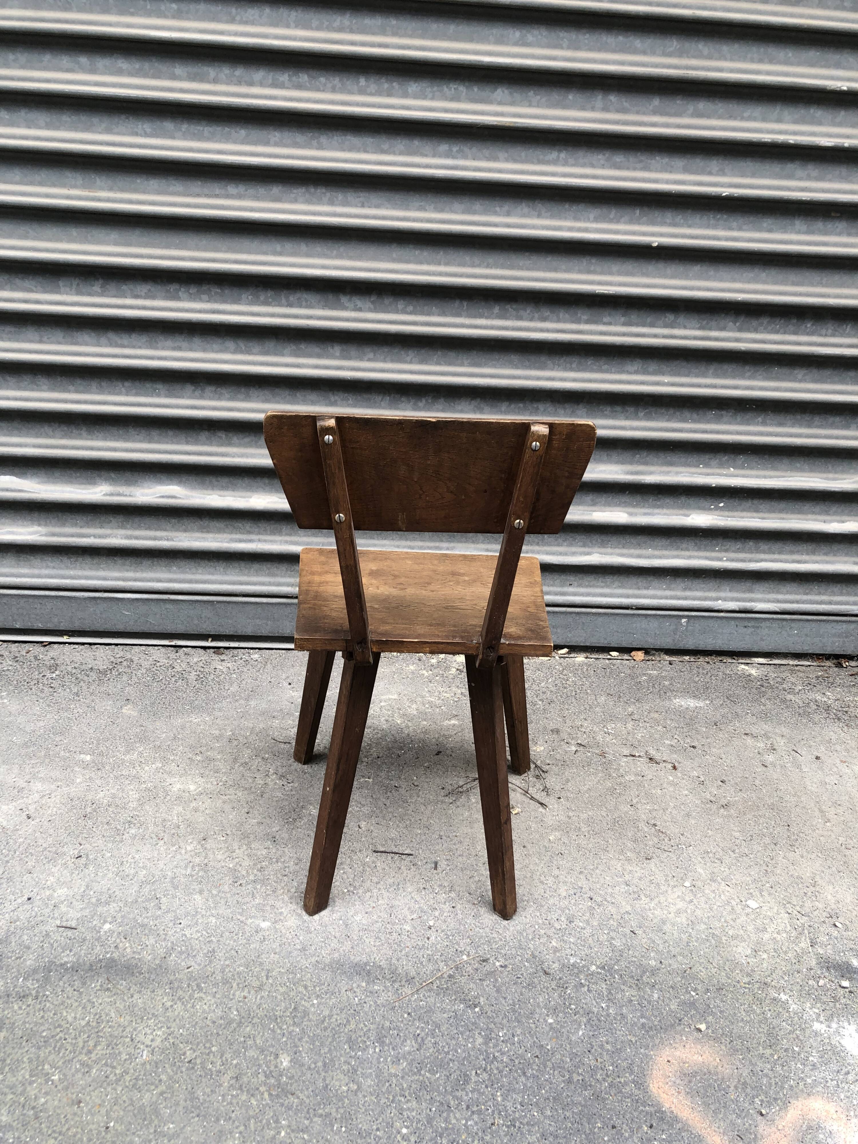 Brutalist wooden chair, year 30/40