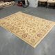 Cream Wool Area Rug, Handwoven Floral Carpet, Traditional Decor 190x128cm