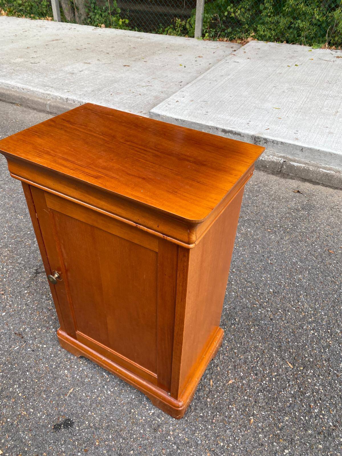 Wooden side table with drawer and storage, Louis Philippe style.