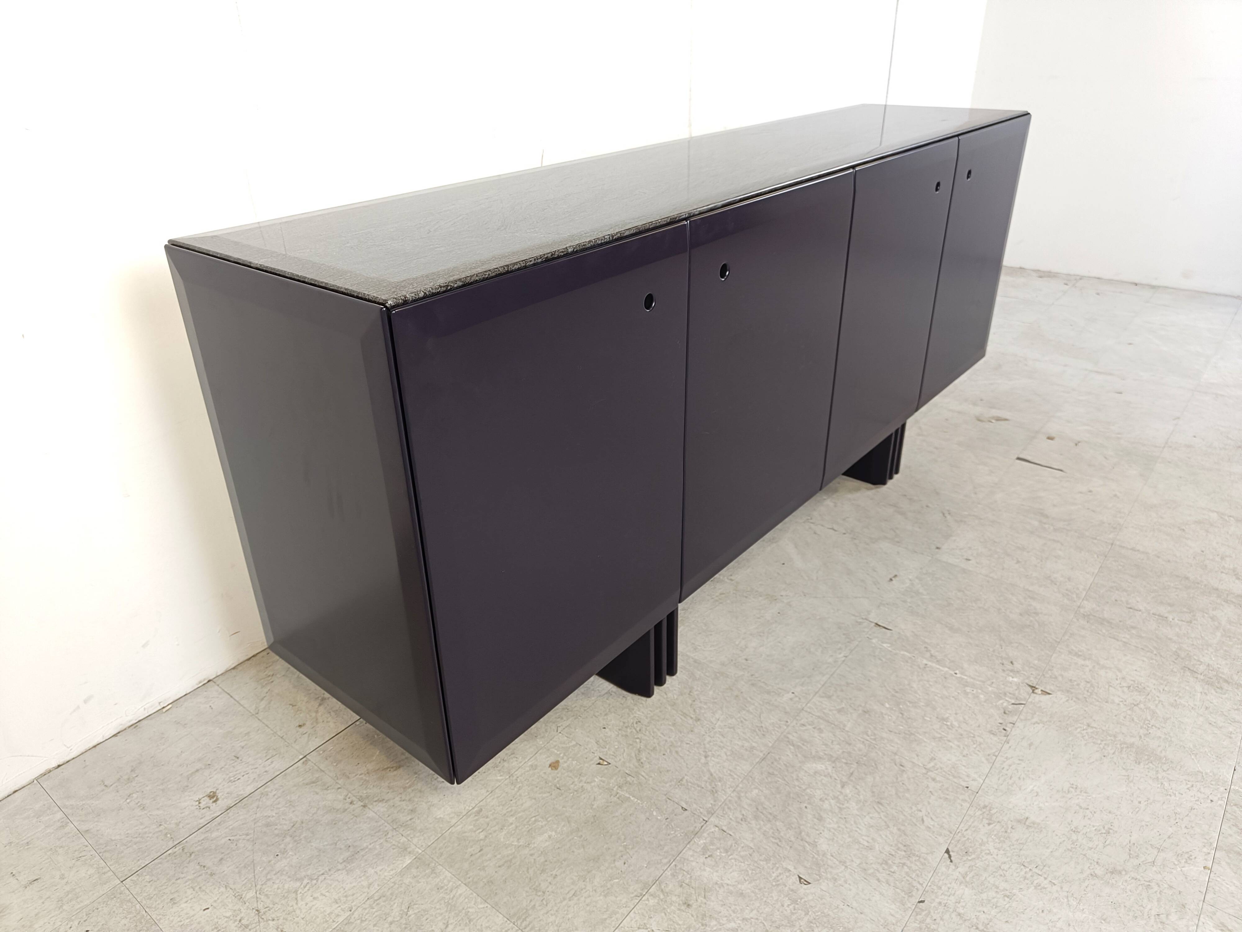 Vintage dark blue sideboard, 1980s