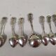Lot de 6 cuilleres a moka cafe et 1 cuillère à sucre argent massif 800 - art déco rose